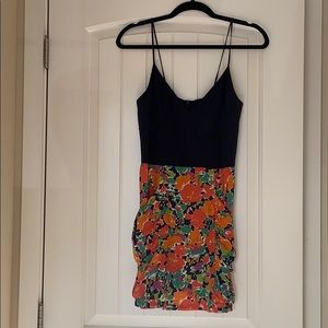 Myne orange and blue floral silk mini dress size 2